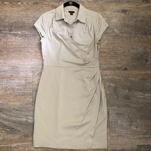 Ann Taylor Khaki Wrap Dress - 4P